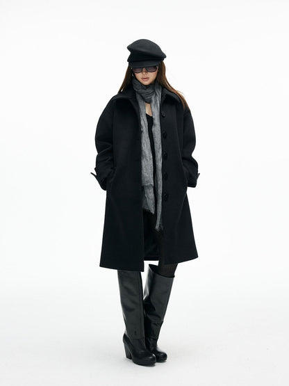 iamxiaa Lapel Hline Cocoon Sleeve Button Front Women&