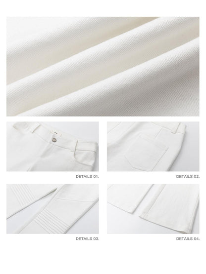 iamxiaa Leg Elongating Twill Texture Parallel Pleats Women&
