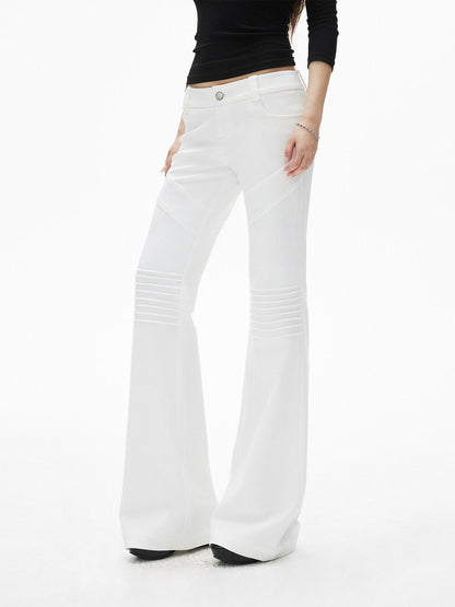 iamxiaa Leg Elongating Twill Texture Parallel Pleats Women&
