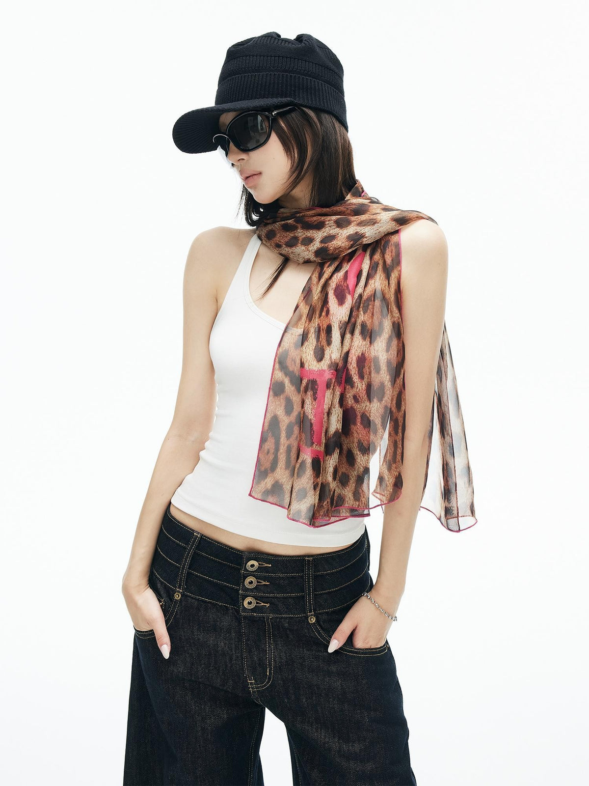 iamxiaa Leopard Print Hand Painted Pink Graffiti Women&