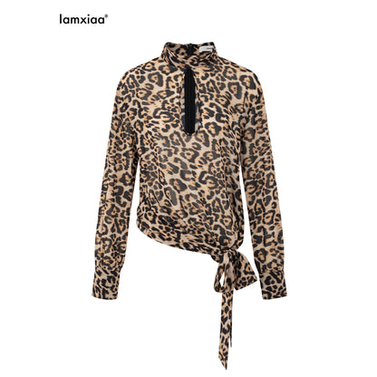 iamxiaa_Leopard_Print_Stand_Collar_Teardrop_Cutout_Ribbon_Women&