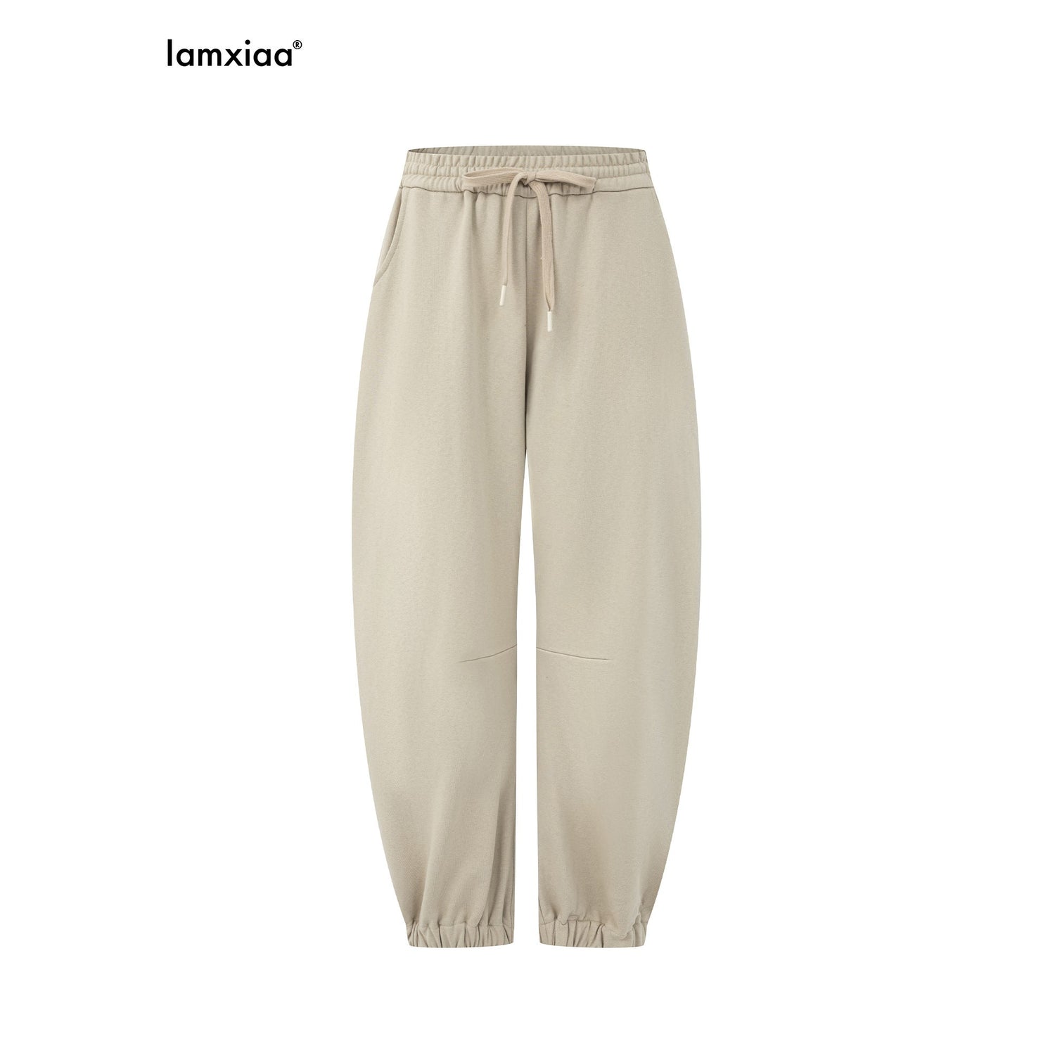 iamxiaa_Light_Khaki_Drawstring_Waist_Curved_Cuff_Slimming_Women&