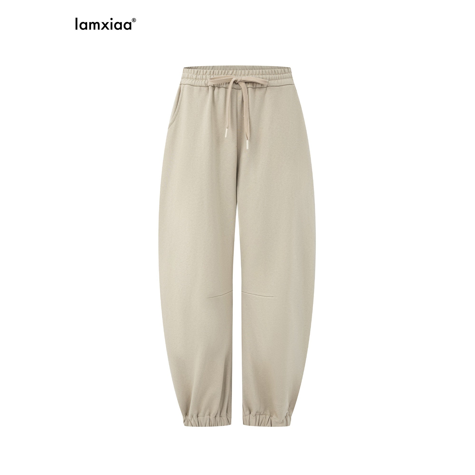 iamxiaa_Light_Khaki_Drawstring_Waist_Curved_Cuff_Slimming_Women&