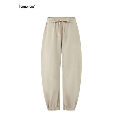 iamxiaa_Light_Khaki_Drawstring_Waist_Curved_Cuff_Slimming_Women&
