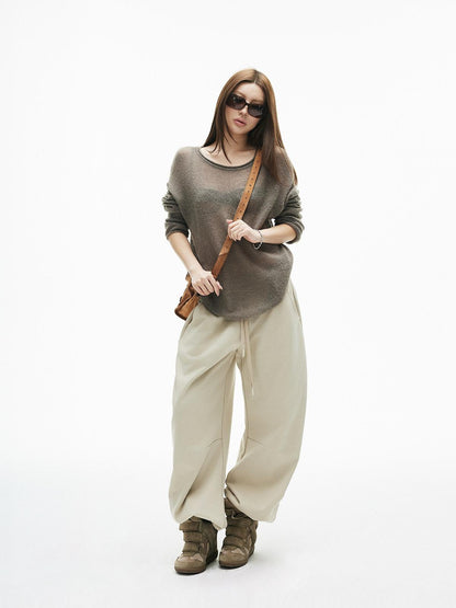 iamxiaa Light Khaki Drawstring Waist Curved Cuff Slimming Women&