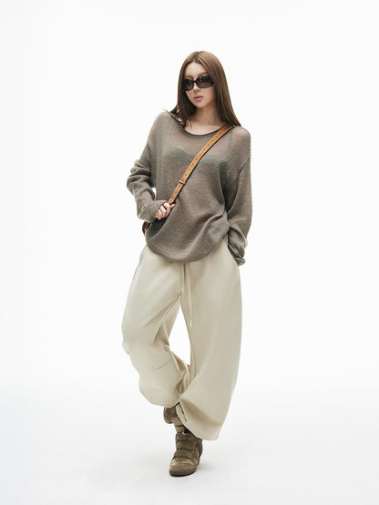 iamxiaa Light Khaki Drawstring Waist Curved Cuff Slimming Women&