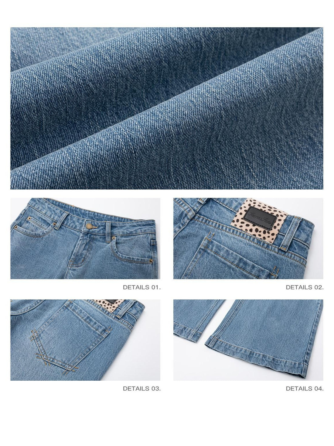 iamxiaa Light Wash Contrast Stitch Low Rise Five Pocket Women&