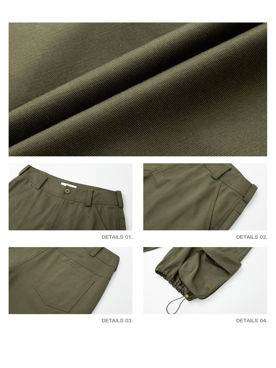 iamxiaa Low Rise 3d Pockets Adjustable Hem Lantern Shape Women&