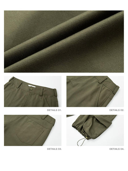 iamxiaa Low Rise 3d Pockets Adjustable Hem Lantern Shape Women&