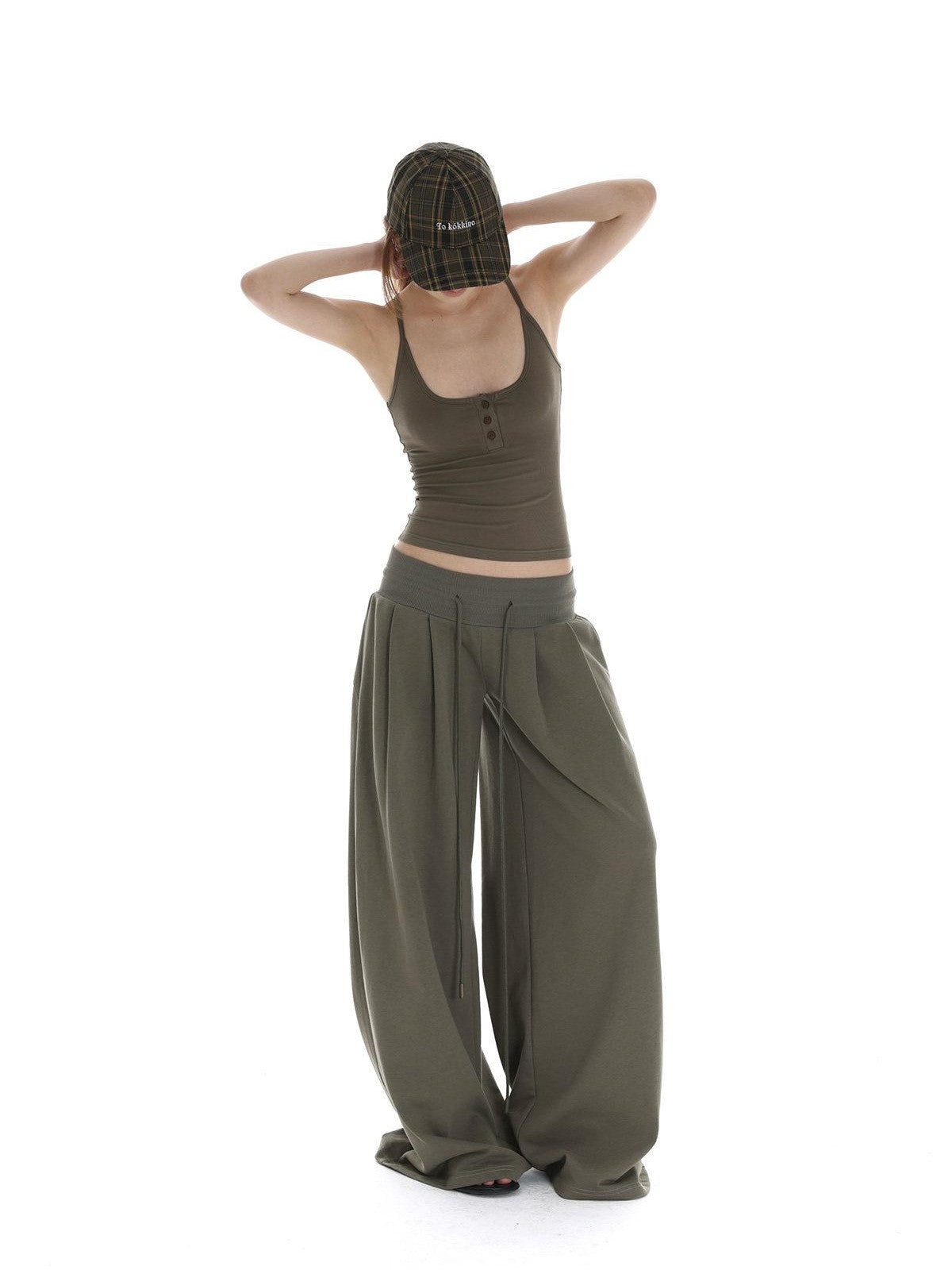 iamxiaa Low Rise Wide Ribbed Floor Length Sporty Women&
