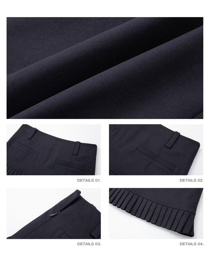 iamxiaa Low Waist Accordion Pleats Built In Safety Shorts Women&