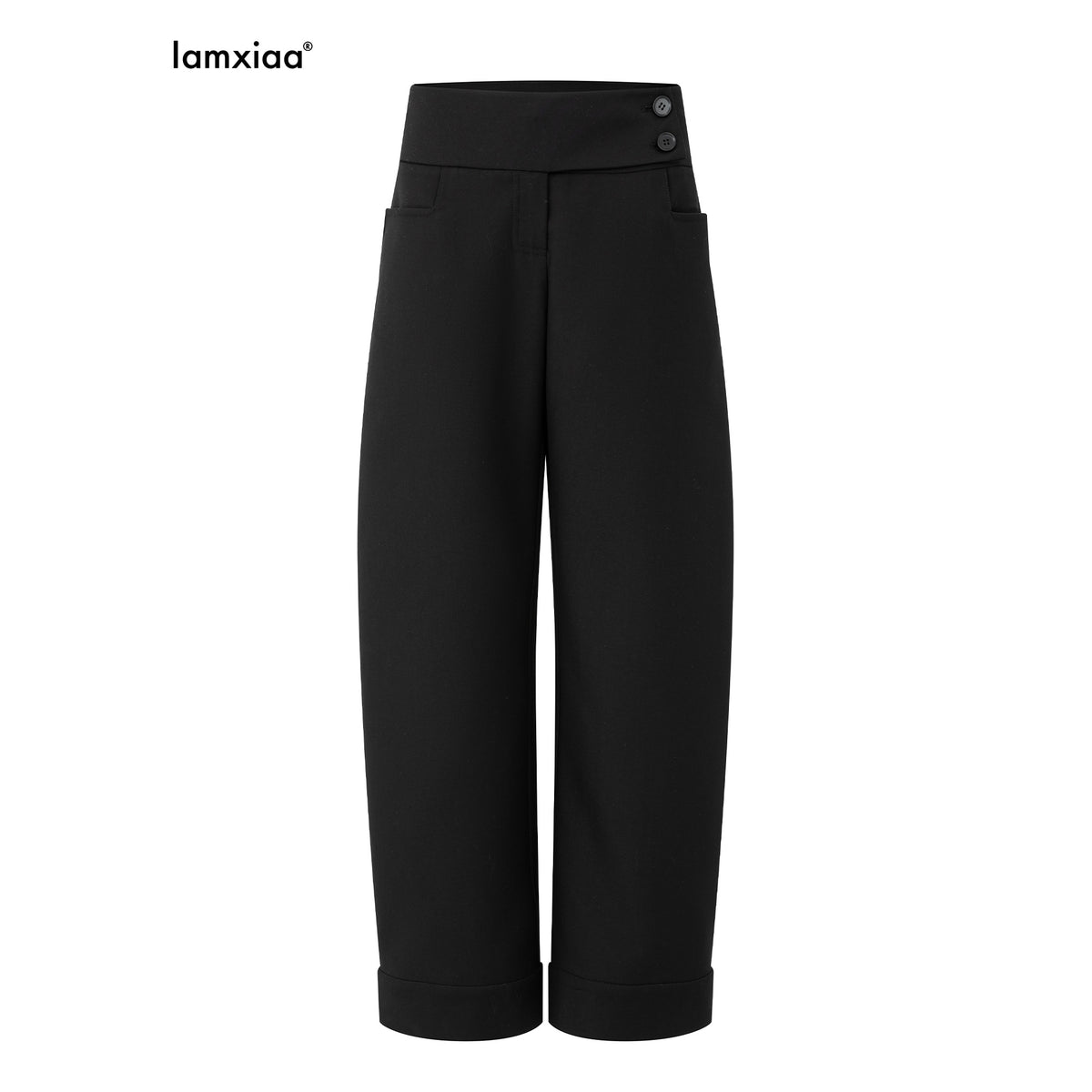 iamxiaa_Low_Waist_Side_Button_Layered_Waist_Geometric_Pockets_Women&