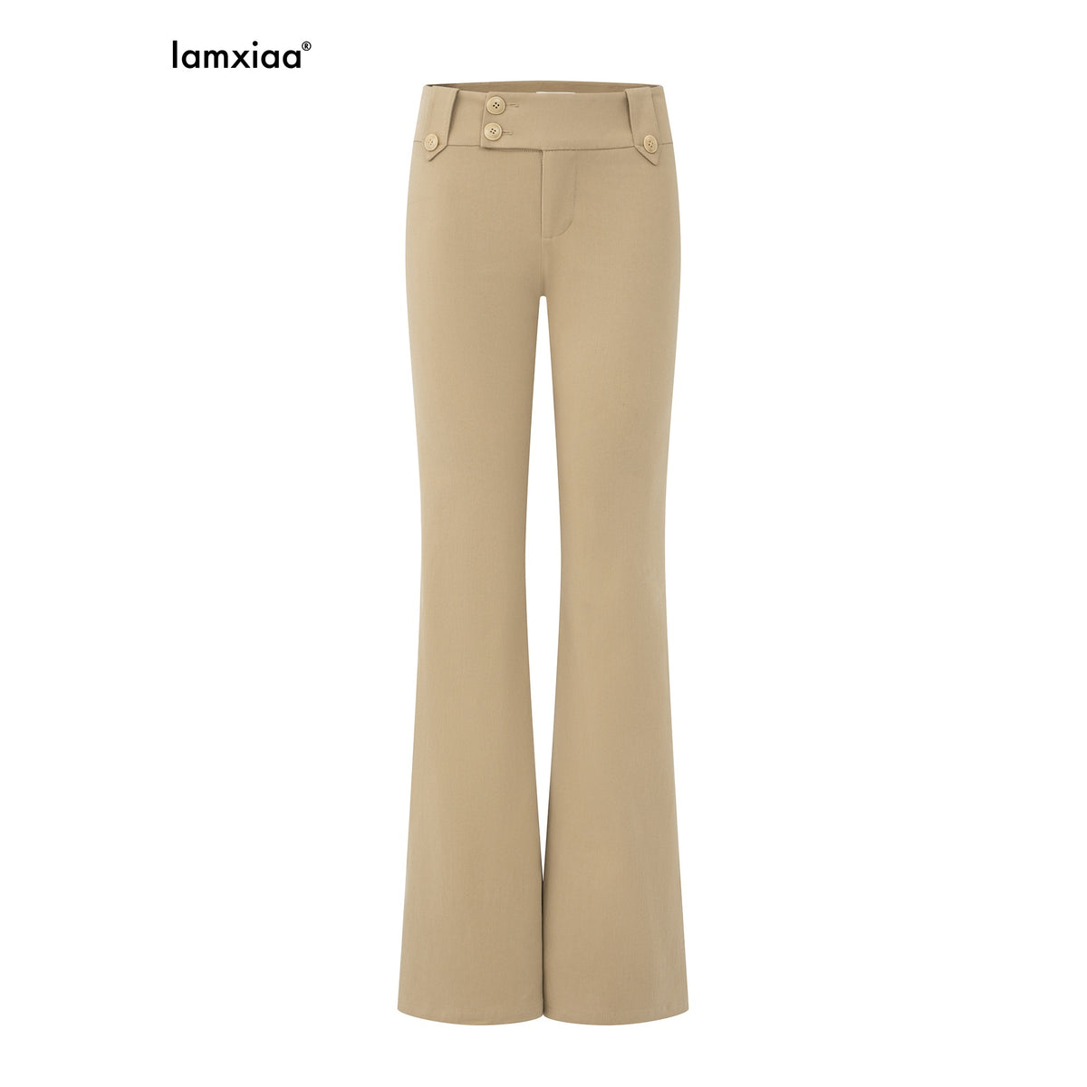 iamxiaa_Low_Waist_Side_Button_Slim_Fit_Cotton_Micro_Flare_Women&