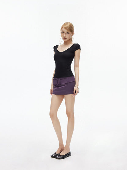 iamxiaa Low Waist Wide Waistband Built In Safety Shorts Bodycon Women&