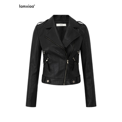 iamxiaa_Matte_Notch_Lapel_Zipper_Techwear_Slim_Short_Women&
