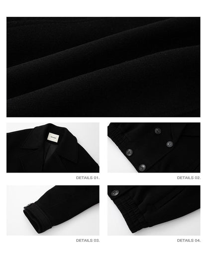 iamxiaa Matte Velvet Double Breasted Lapel Ruching Hem Women&