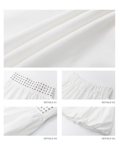 iamxiaa Metal Ring Strapless Voluminous A Line Convertible Women&