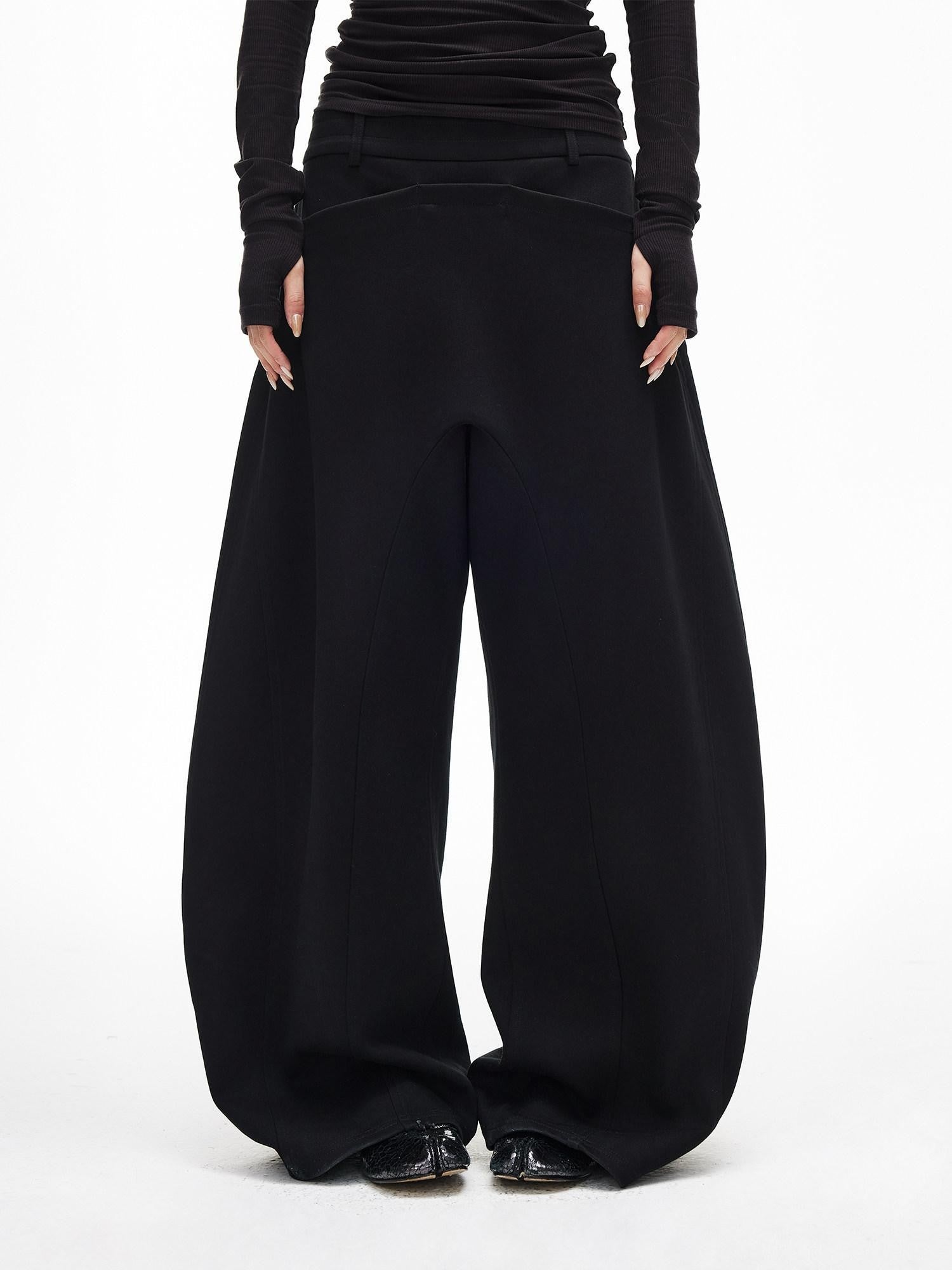 iamxiaa Minimalist Panelled Curved Seam No Fly Low Rise Women&