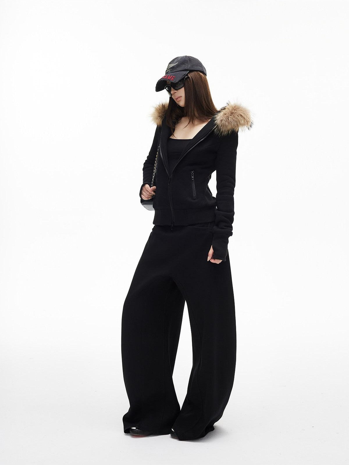 iamxiaa Minimalist Panelled Curved Seam No Fly Low Rise Women&
