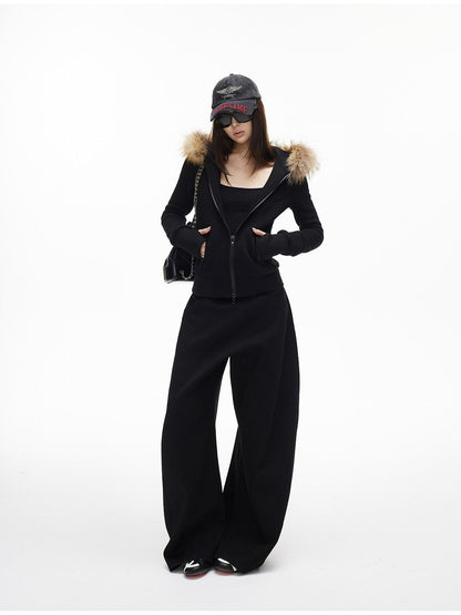 iamxiaa Minimalist Panelled Curved Seam No Fly Low Rise Women&
