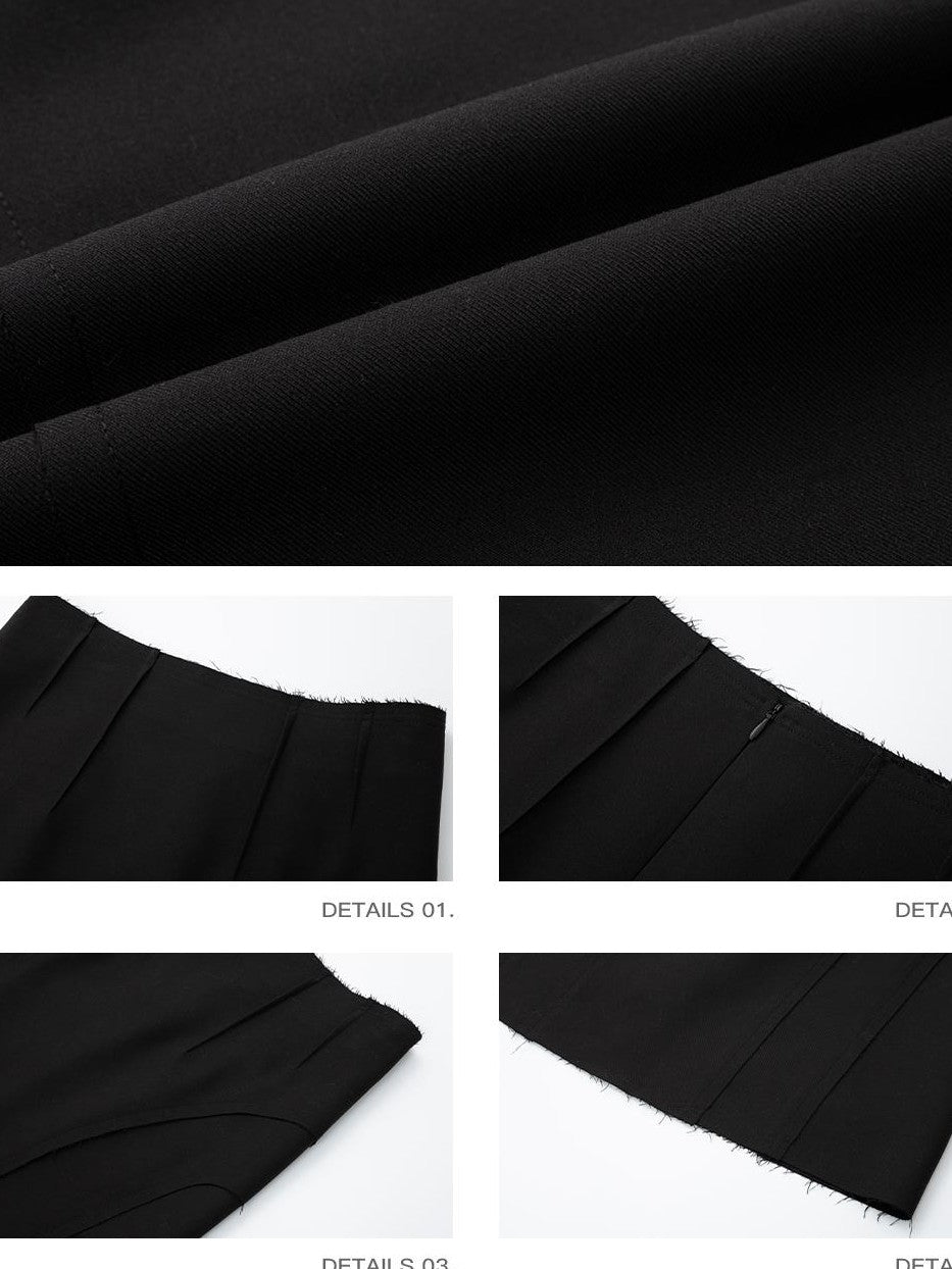 iamxiaa Minimalist Raw Edge Paneled Slim Fit Women&