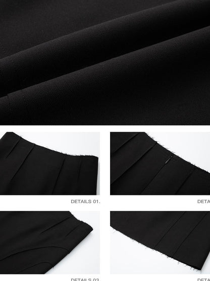 iamxiaa Minimalist Raw Edge Paneled Slim Fit Women&
