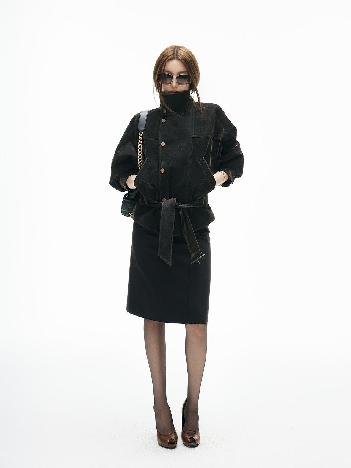 iamxiaa Minimalist Raw Edge Paneled Slim Fit Women&