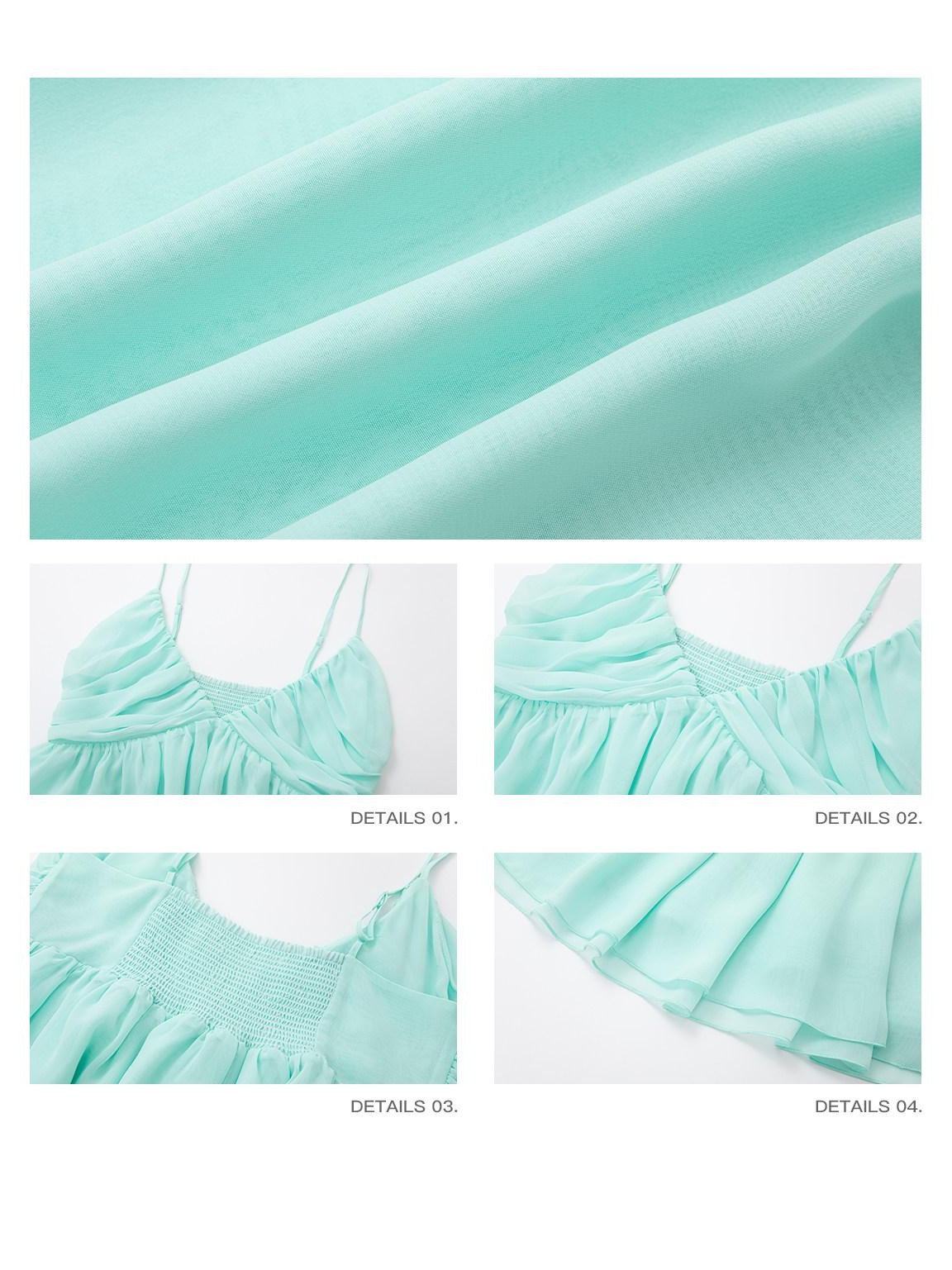 iamxiaa Mint Green Ruched Deep V A Line Women&