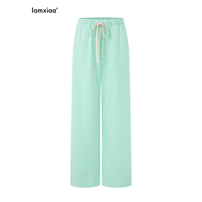 iamxiaa_Mint_Green_Silver_Embroidered_Low_Rise_Wide_Leg_100%_Cotton_Women&