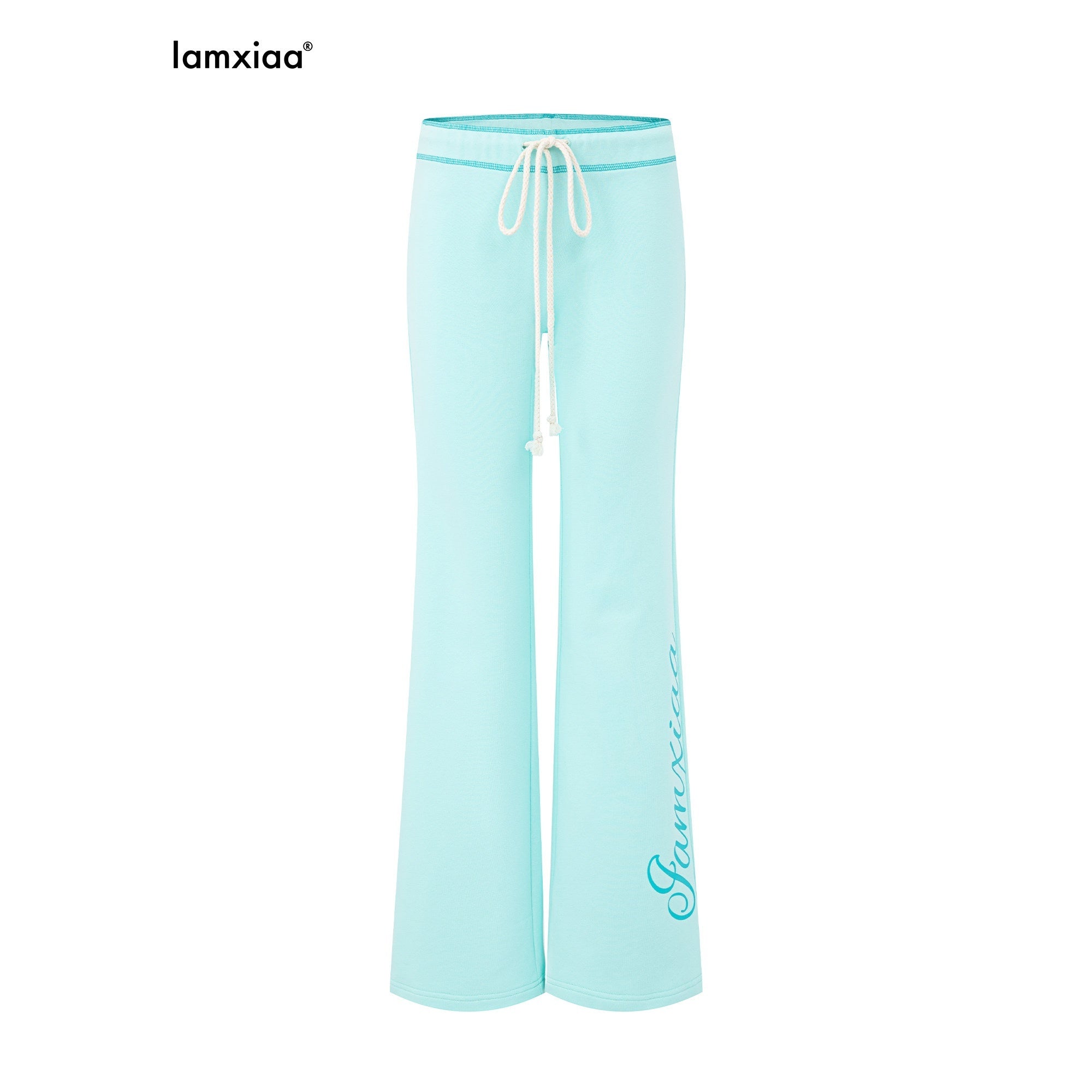 iamxiaa_Mint_Green_Thorn_Print_Low_Waist_Topstitch_Slim_Flare_Women&