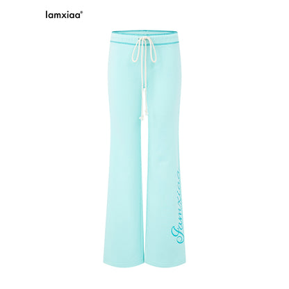 iamxiaa_Mint_Green_Thorn_Print_Low_Waist_Topstitch_Slim_Flare_Women&
