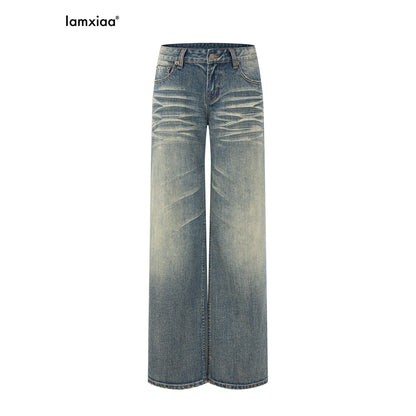 iamxiaa_Mud_Yellow_Slub_Texture_Washed_Slimming_Women&