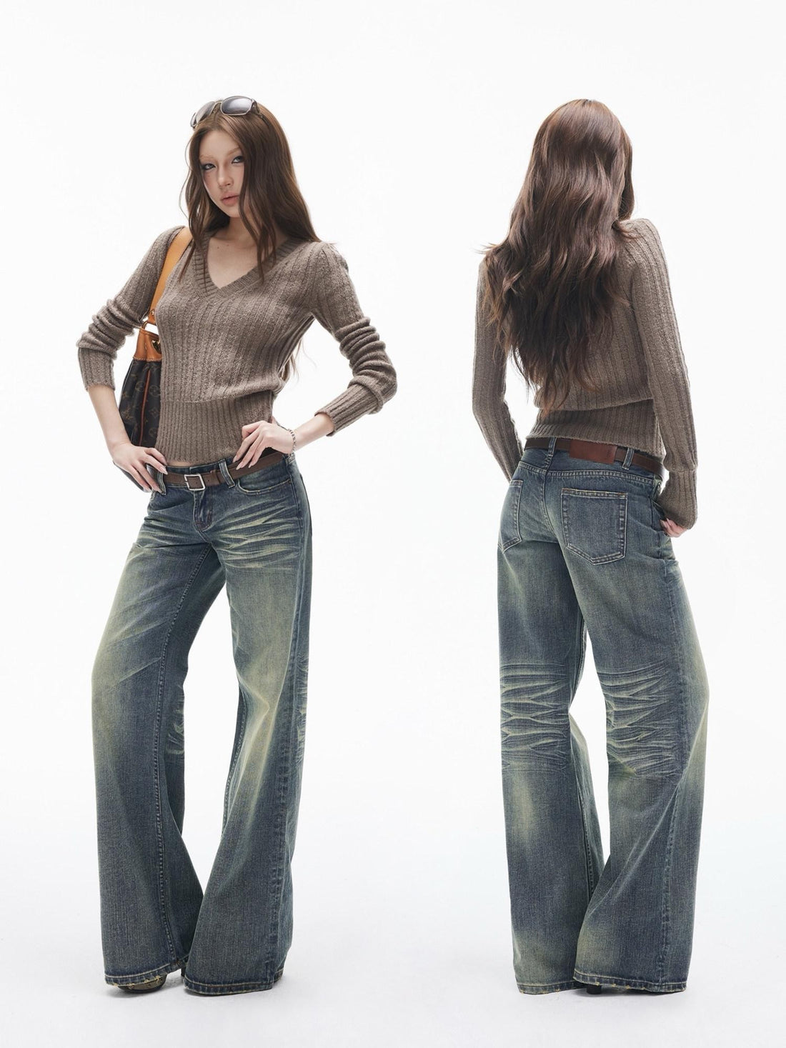iamxiaa Mud Yellow Slub Texture Washed Slimming Women&