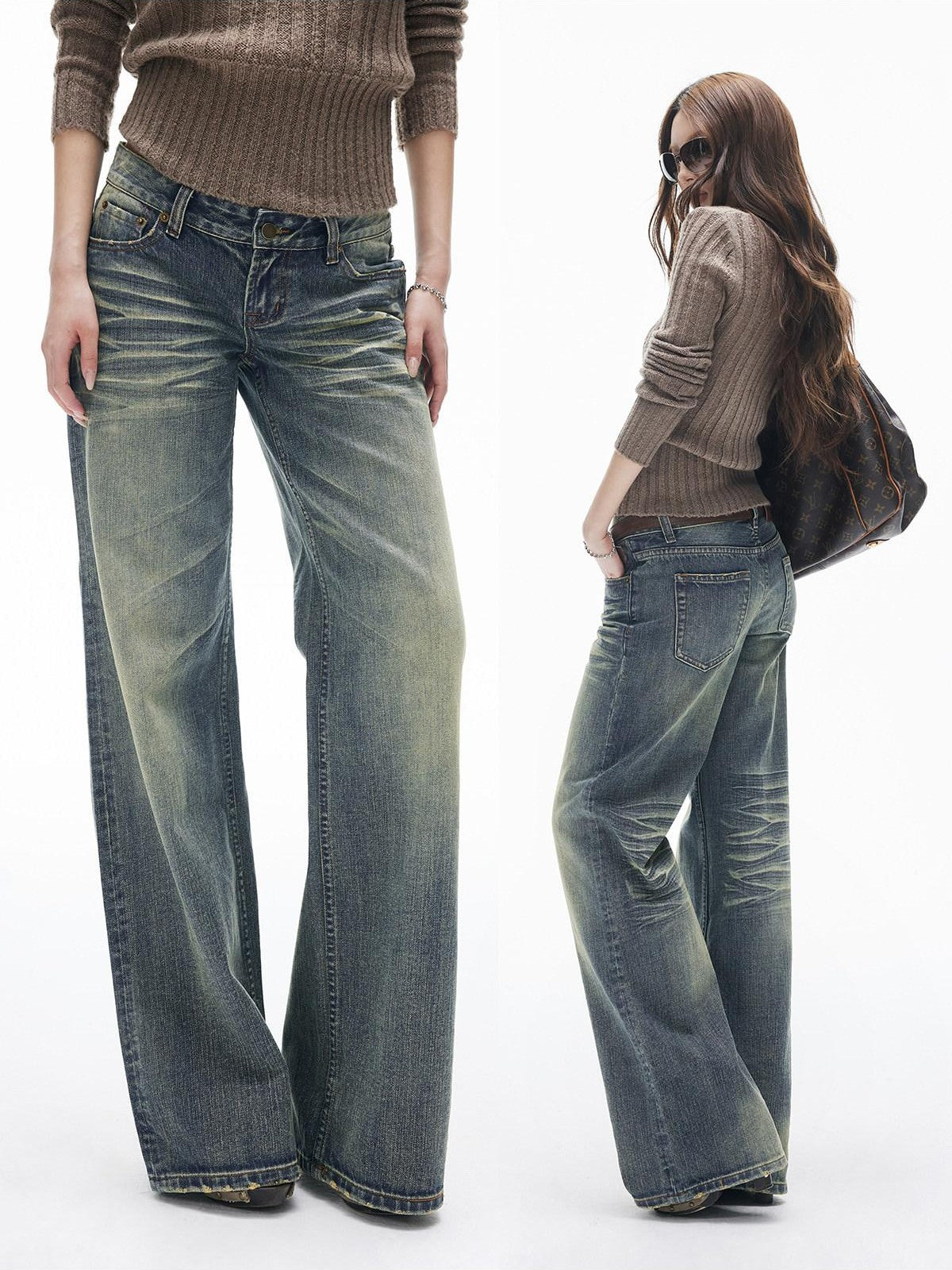 iamxiaa Mud Yellow Slub Texture Washed Slimming Women&