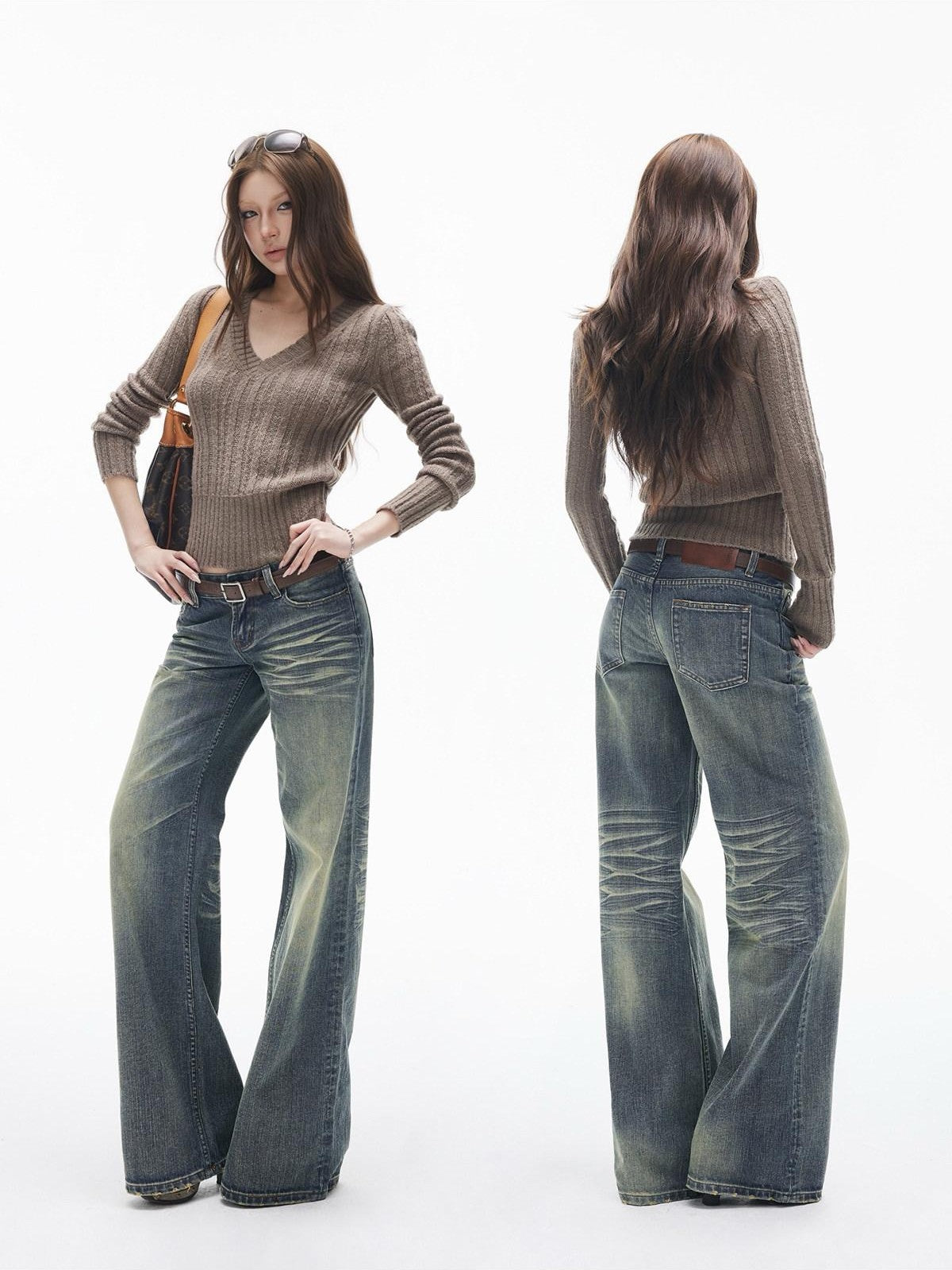 iamxiaa Mud Yellow Slub Texture Washed Slimming Women&
