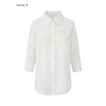 iamxiaa_Natural_Crepe_Semi_Sheer_Button_Collar_H_Shape_Women&
