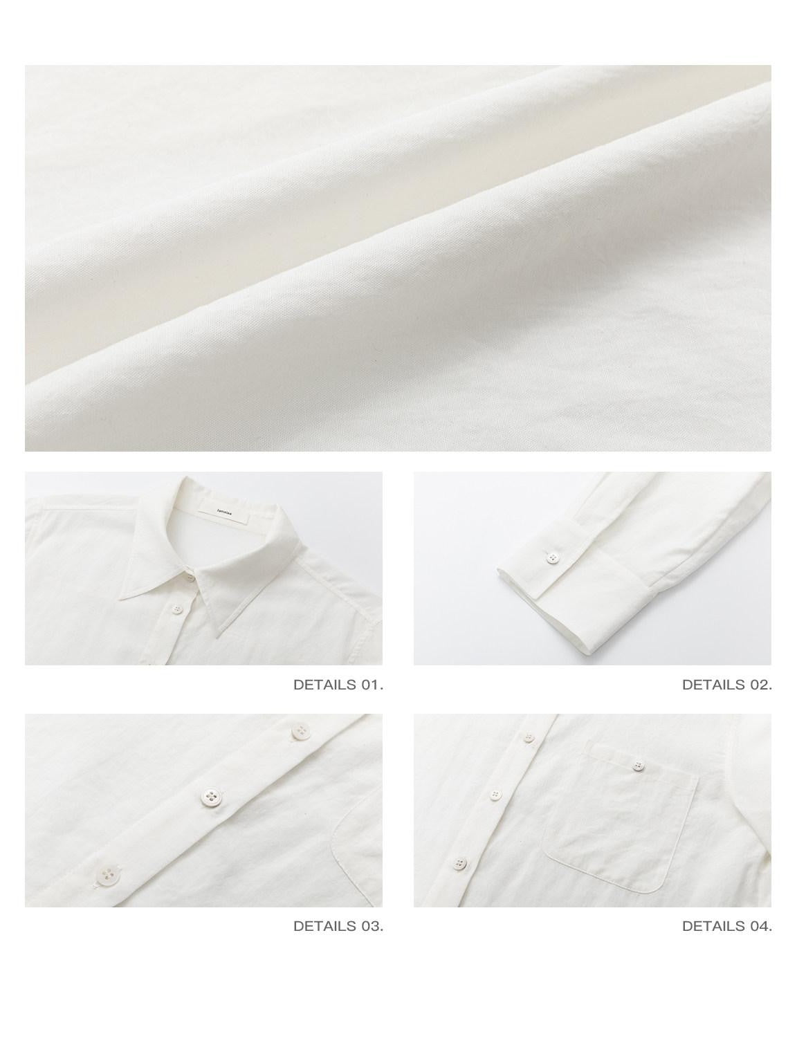 iamxiaa Natural Crepe Semi Sheer Button Collar H Shape Women&
