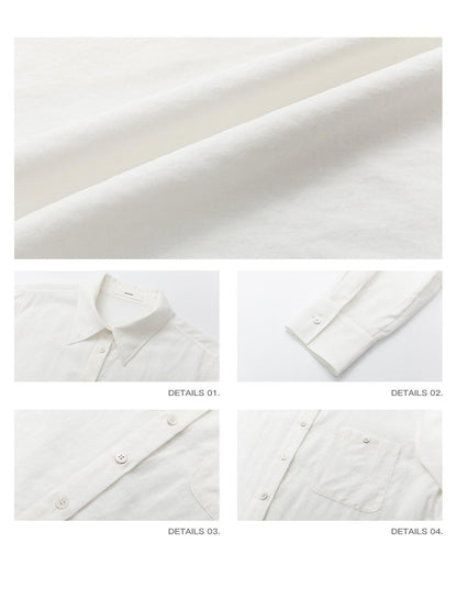iamxiaa Natural Crepe Semi Sheer Button Collar H Shape Women&
