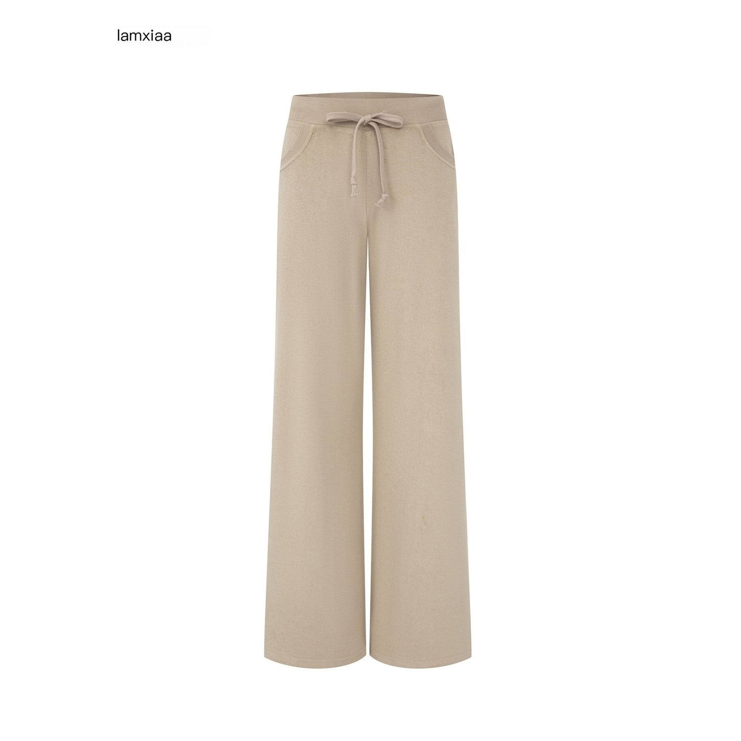 iamxiaa_Nude_Khaki_Cropped_Slim_Hoodie_Low_Waist_Straight_Women&