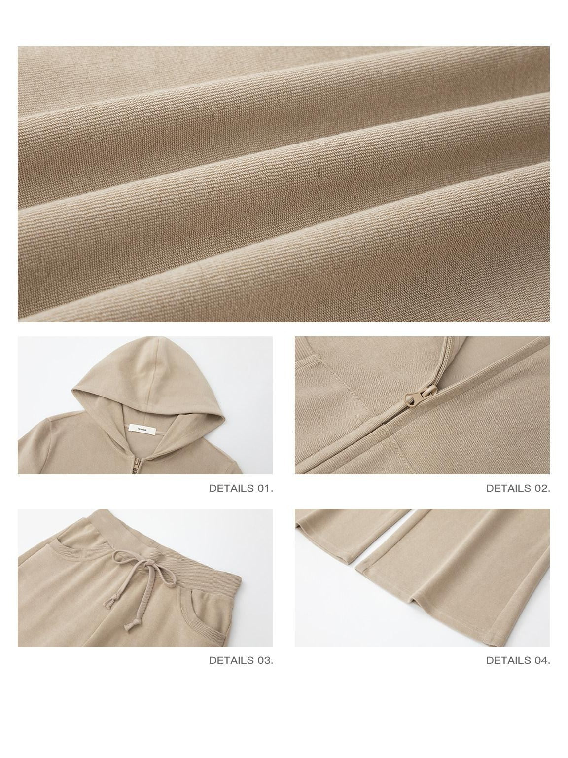 iamxiaa Nude Khaki Cropped Slim Hoodie Low Waist Straight Women&