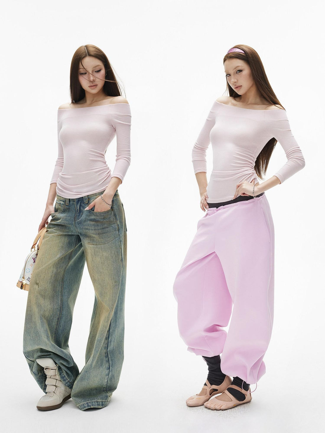 iamxiaa Off Shoulder Stretch Knit Slim Fit Women&