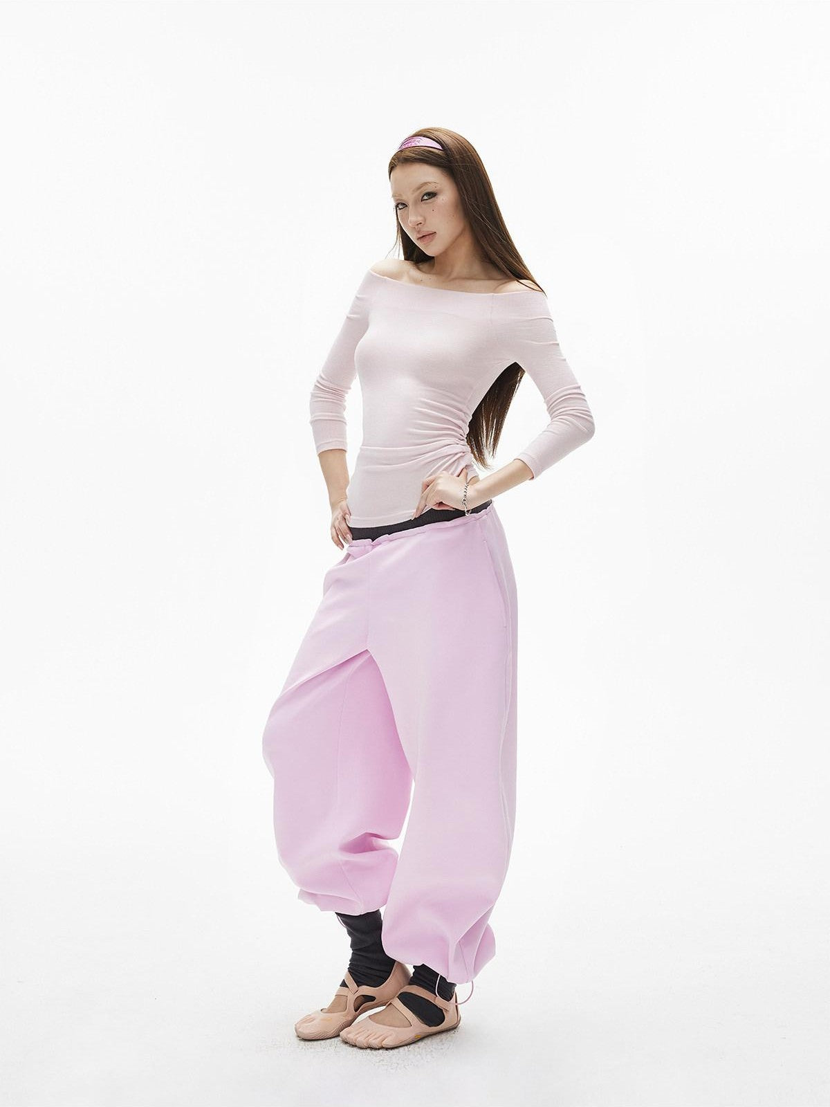 iamxiaa Off Shoulder Stretch Knit Slim Fit Women&