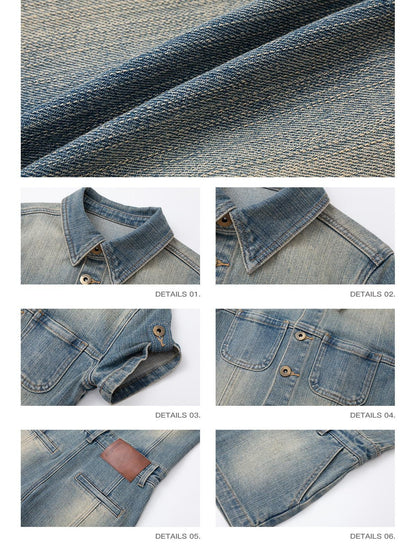 iamxiaa Ombre Wash Slub Texture Shirt Collar Women&