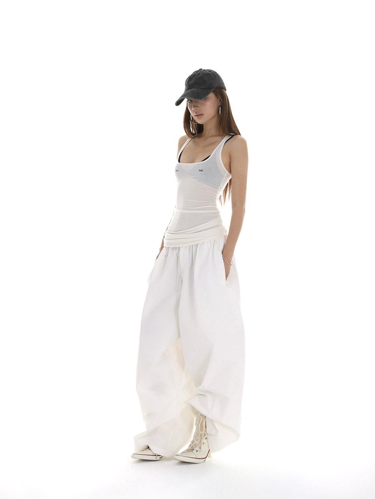 iamxiaa Oversized Loose Silhouette Sickle Hem Casual Women&