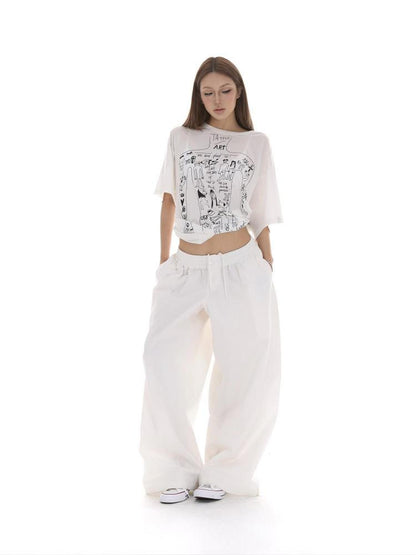 iamxiaa Oversized Loose Silhouette Sickle Hem Casual Women&