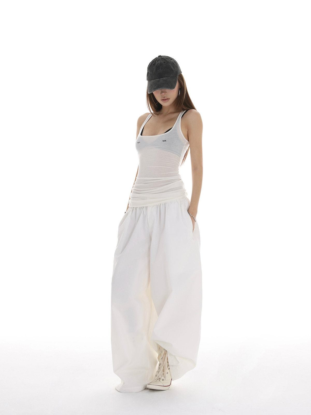 iamxiaa Oversized Loose Silhouette Sickle Hem Casual Women&