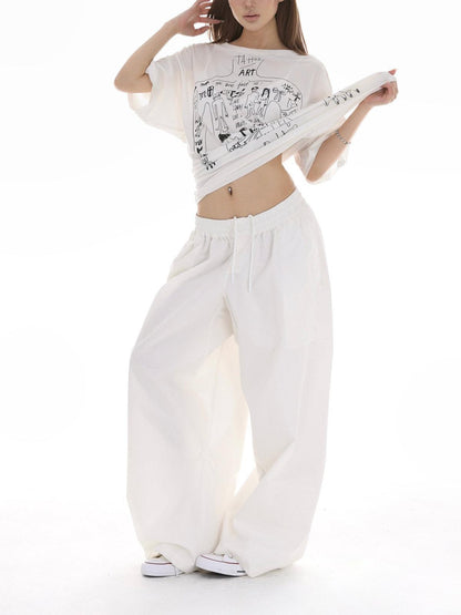 iamxiaa Oversized Loose Silhouette Sickle Hem Casual Women&
