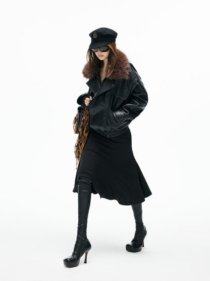 iamxiaa Pebbled Sherpa Quilted Shearling Collar Drop Shoulder Women&