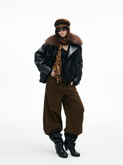 iamxiaa Pebbled Sherpa Quilted Shearling Collar Drop Shoulder Women&