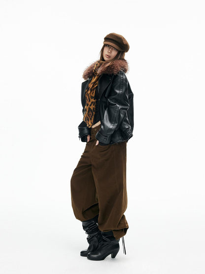 iamxiaa Pebbled Sherpa Quilted Shearling Collar Drop Shoulder Women&